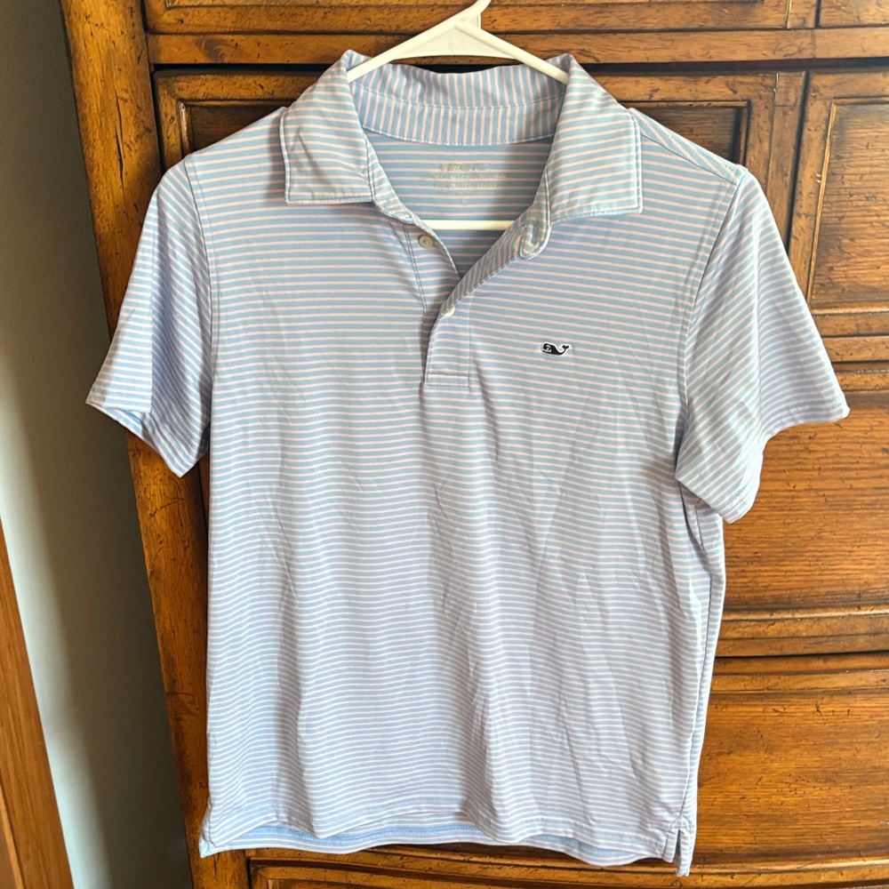 Vineyard Vines Light Blue & White Striped Polo